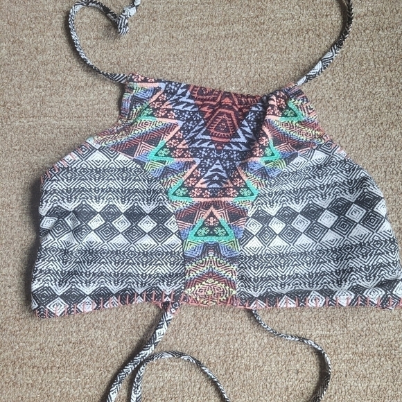NWOT No Boundaries Women's Tribal Aztec Print Halter Swim Top Size Large (11-13) - Picture 5 of 14